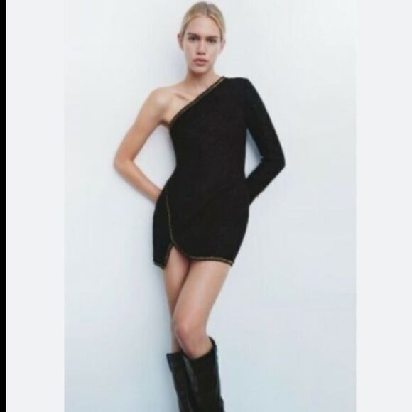 NWT! Zara black one shoulder dress. Size small - Picture 16 of 16